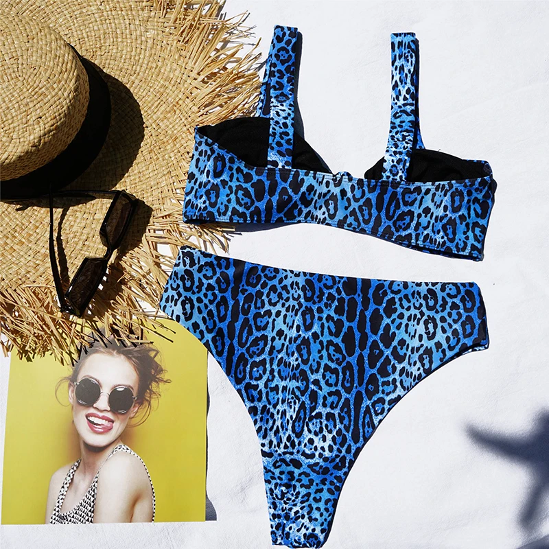 Женский купальник 2020 Раздельный из двух частей женский синий сексуальный