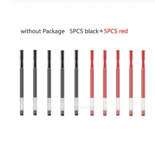 5pcs red add black Xiaomi Mijia супер прочный пишущий знак ручка 0,5 мм пуля ручка черная ручка подписывающие ручки гладкая швейцарская заправка MiKuni японские чернила - Цвет: 5pcs red add black
