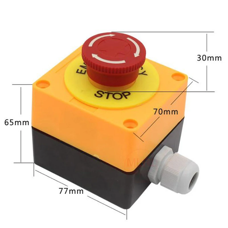 

Red Sign Push Button Switch DPST Mushroom Emergency Stop Button AC 660V 10A