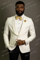 jeltonewin elegant men suit for weddings 2022 custom made 2 piece mens sets white jacket black pant formal tuxedo groom suits
