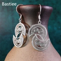 bastiee hmong droop earrings for women fashion moon dangle jewelry fine luxury handmade chinese miao ethnic earings