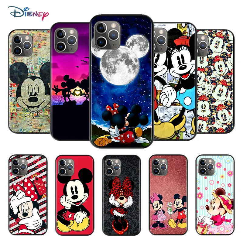 

Disney Cartoon Animation Minnie Mickey Mouse For Apple iPhone 12 11 XS Pro Max Mini XR X 8 7 6 6S Plus 5 SE Black Phone Case