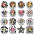 6 шт.лот Новые 18 мм кнопки для ювелирных изделий Цветные Кристаллы горный хрусталь цветок кнопки подходят для браслета сменные украшения