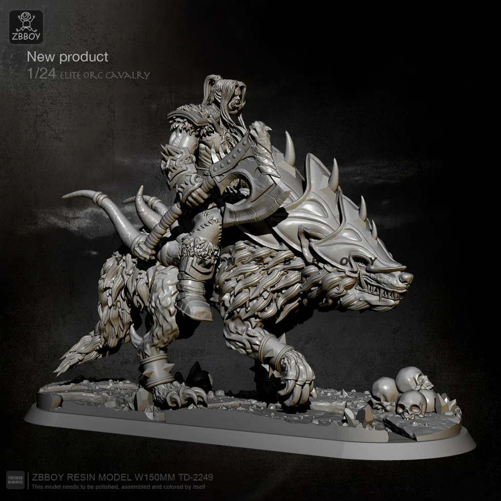 1/24 W150mm Смола Модель наборы Blue Wolf Orc Knight самосборные TD-2249