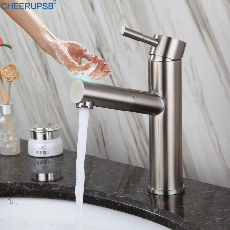 Выдвижной Смеситель для ванной комнаты с сенсорным датчиком автоматический