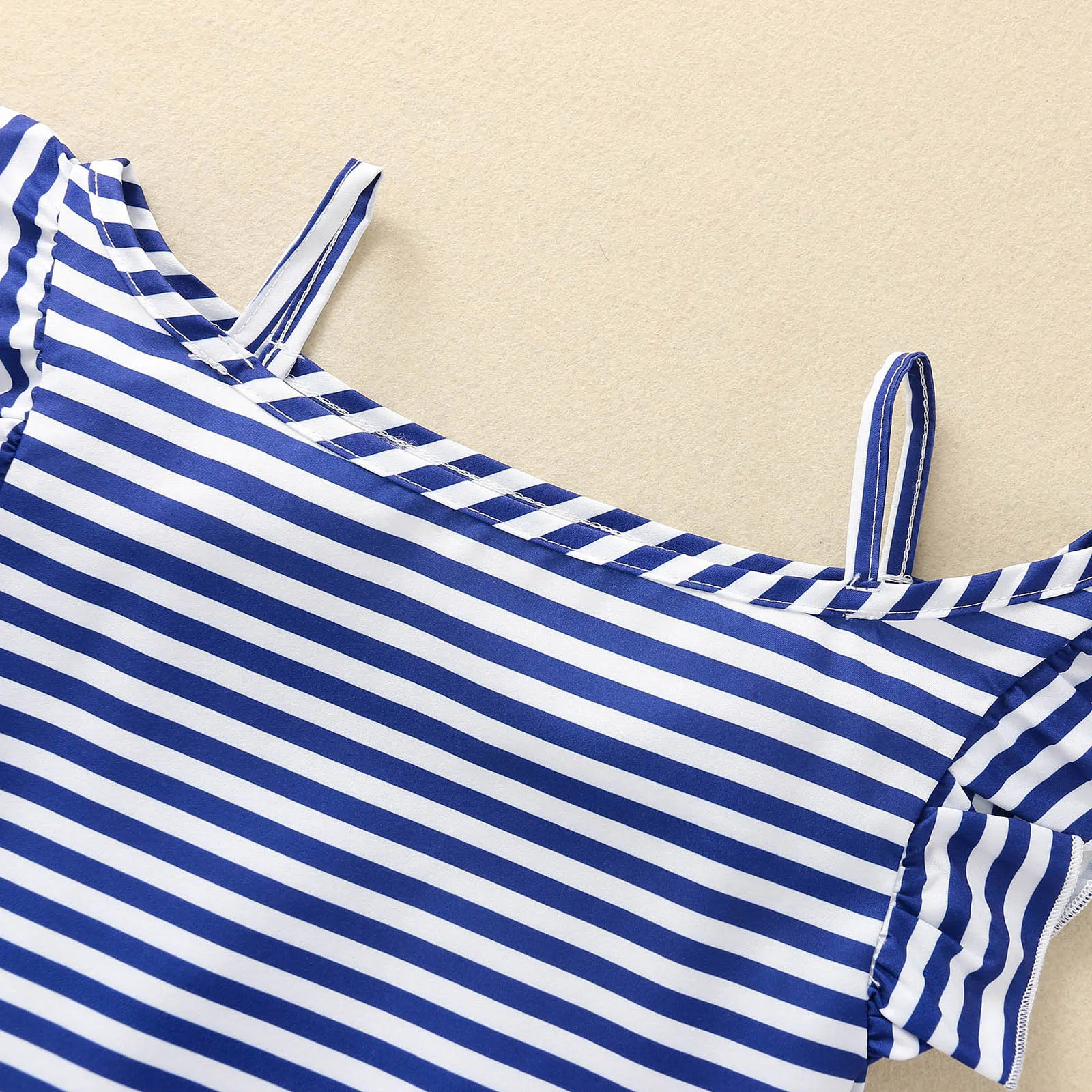 

3 Pcs Infant Solid Color Outfits, Baby Girls Sleeveless Ruffle Striped Boat Neck Tops + Solid Shorts + Bowknot Headband 1-6T