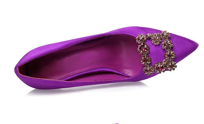 

2020 Fashion Super High Heels Fashion Pointy Shallow Mouth Thin Sexy Womens Single Shoes Square Buckle Water Drill Wedding Shoes