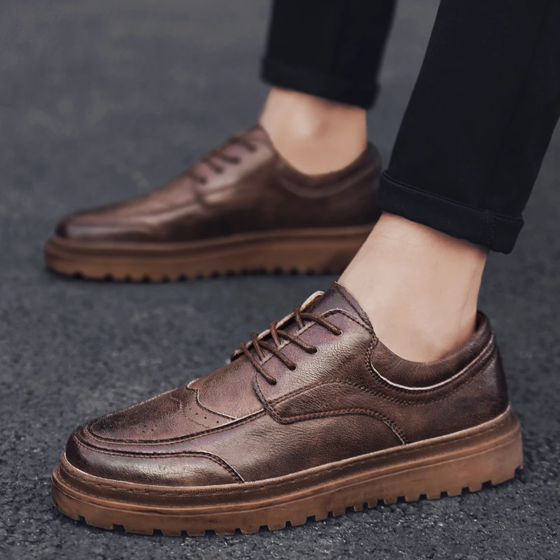 2020 стильные модные мужские туфли Повседневные Классические черные коричневые