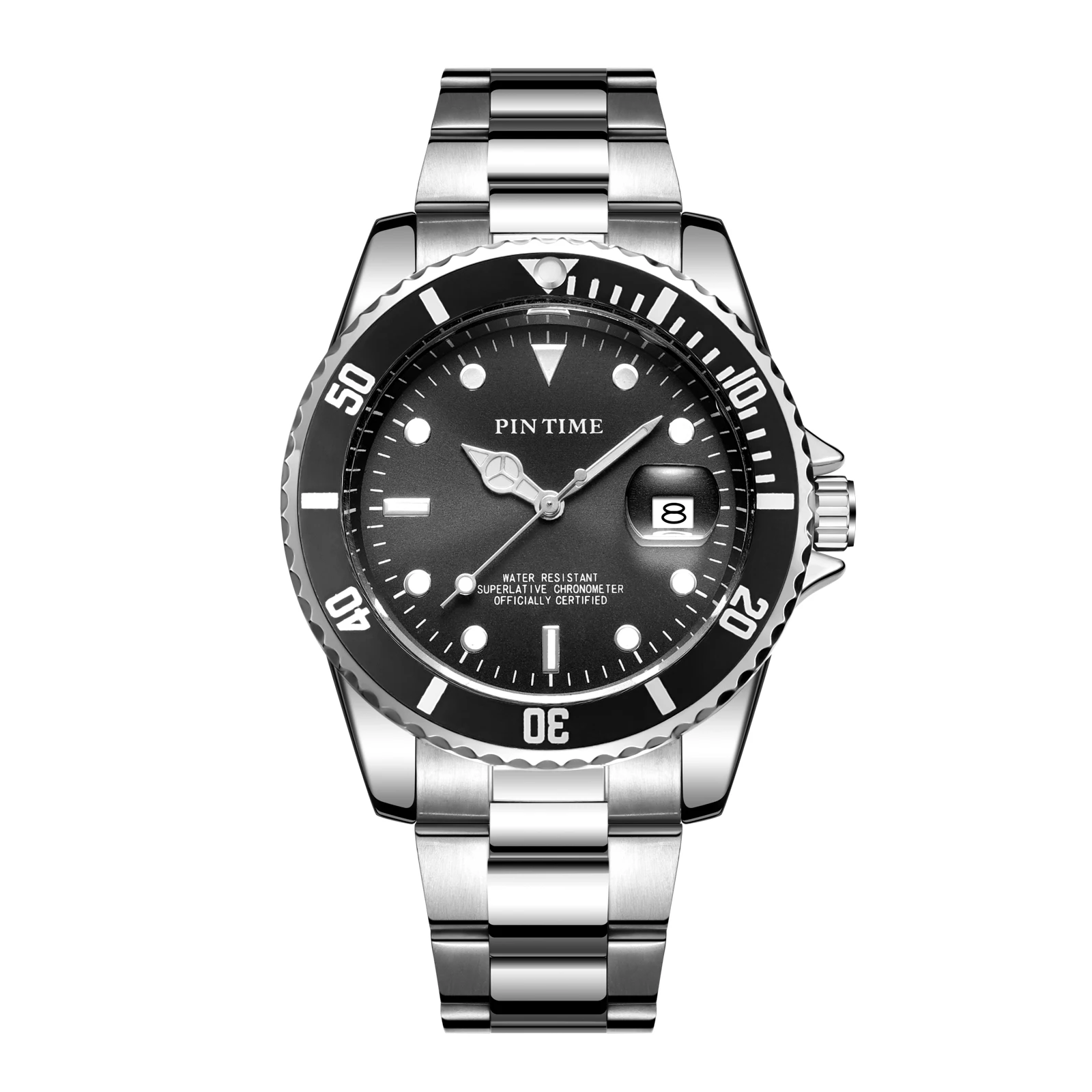 

Wholesale Fashion Men Casual Dress Watch Rotatable Bezel Magnified Date Window Quartz Wristwatch Gift Sport Clock Montre