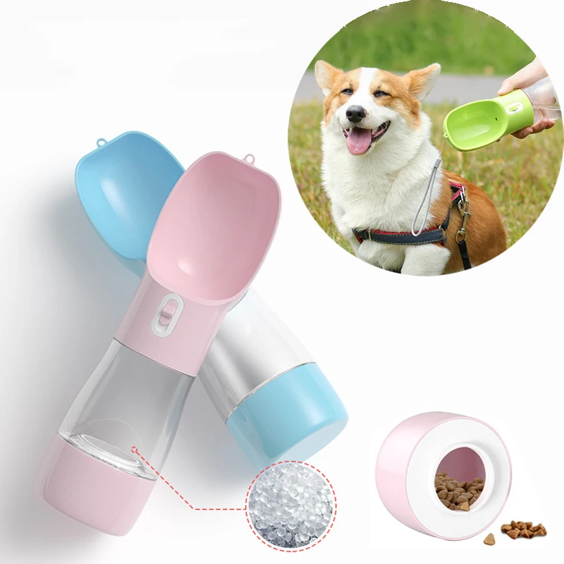 

Lightweight Pet Cat Dog Food Water Bottle Feeder Drinking Bowl Dispenser With Food Container Leak Proof Lock Food Grade Material