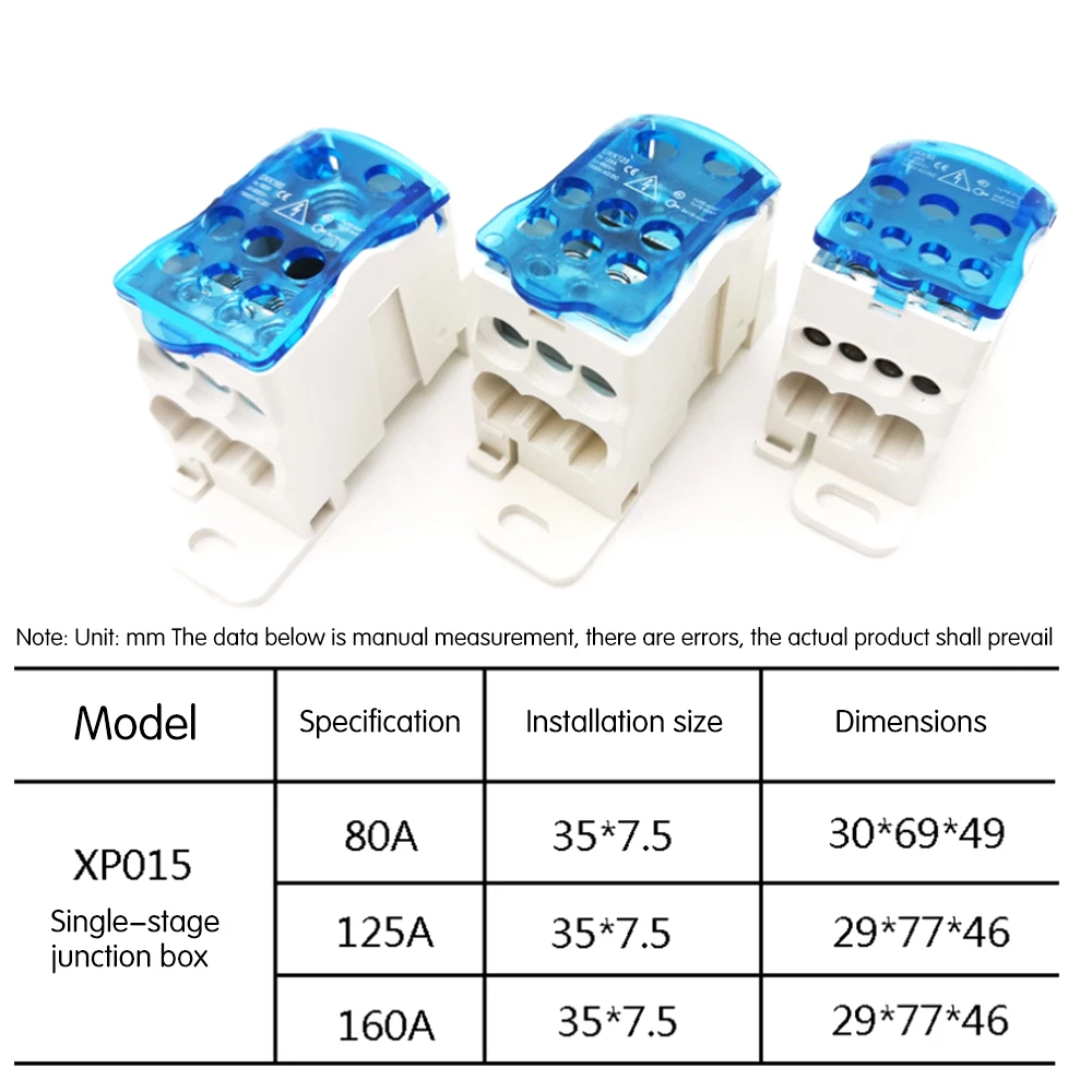 

UKK 80A/125A/160A Universal Din Rail Terminal Blocks One In Multiple-out Distribution Box Wire Junction