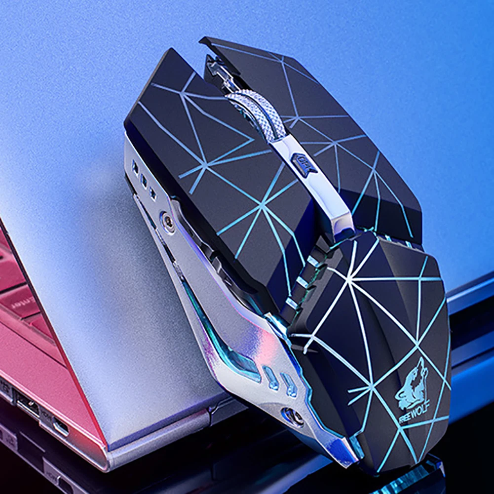 free wolf x11 wireless gaming mouse 2400dpi rechargeable 7 color backlight breathing comfort gamer mice for computer desktop free global shipping