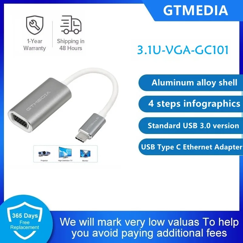 

NEW GTMEDIA USB C To HDMI Adapter [4K @ 30Hz] USB Type C HDMI Adapter For WindowsXP/7/8/10/ Vista/Linux/Apple MAC/Mobile Phone