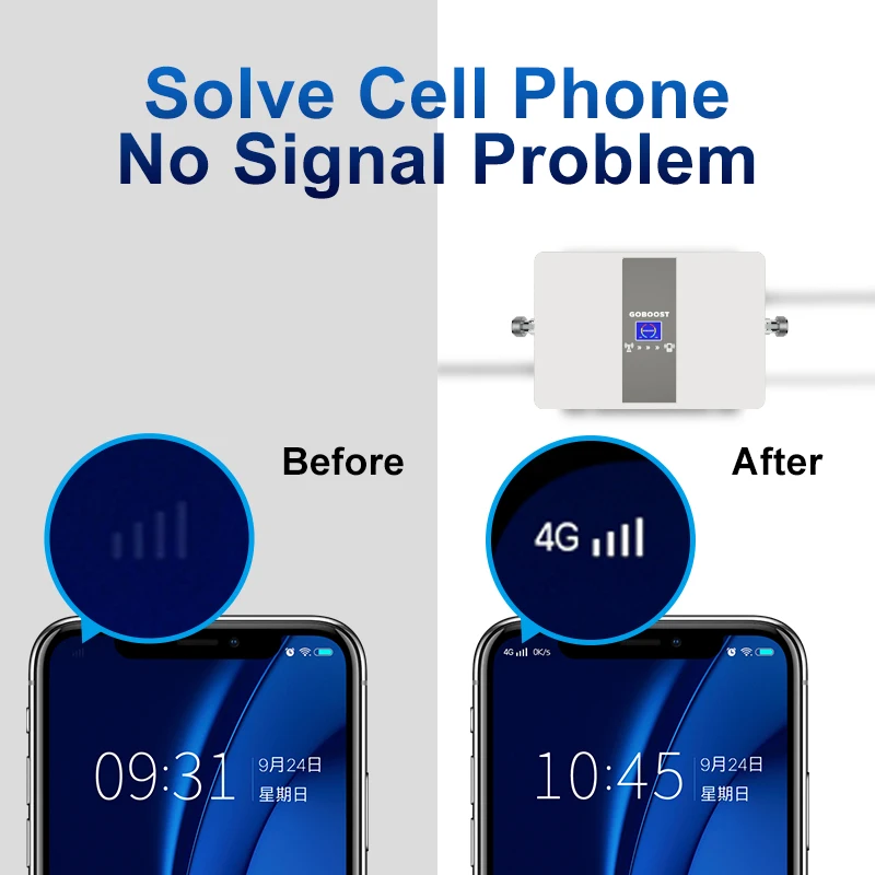 

GOBOOST 850 900 Mhz Signal Booster CDMA GSM Band 5 Dual Frequency Celluar Amplifier White Color Led Dissplay Repeater 70Dbi 500m