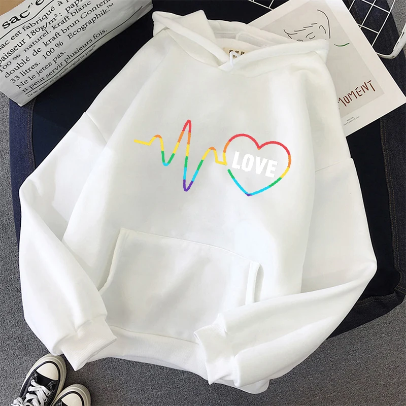 Female Loose Casual Pullover Student Basic Hoodies Sweatshirts Cat and Love  Sweetshirts  Women Spring Autumn