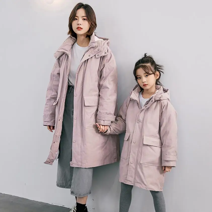 

Parent-Child Down Coat 2021 Winter New Korean Version Loose Casual Father-Mother-Kids Outerwear Girls Down Jacket A609