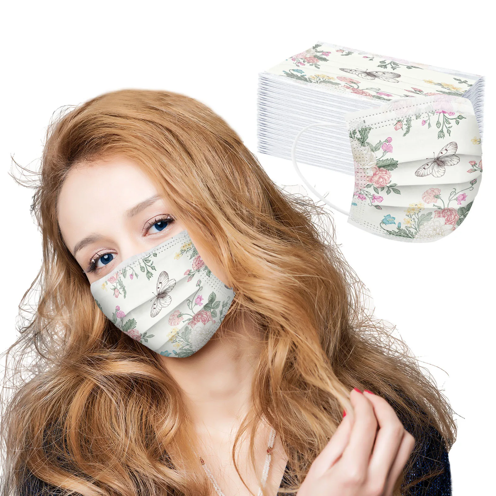 

Butterfly Adult Printing Breathable Disposable Three Layer Mask New style woven mask Adult Three Layer Mscara tejida de nuevo