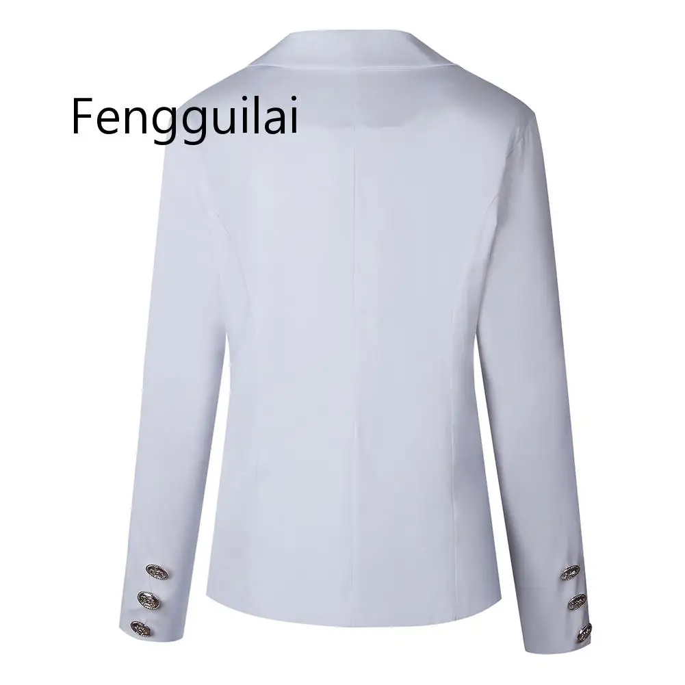 FENGGUILAI для работы офиса леди сплошной цвет с отворотом длинный рукав двубортный