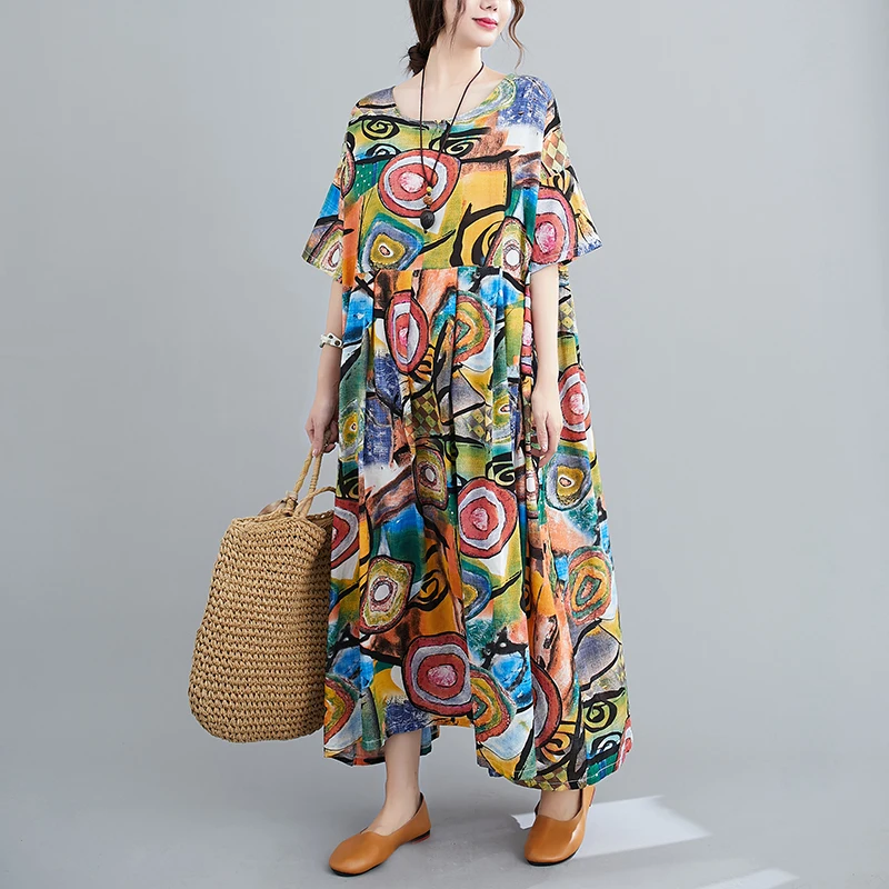 Летнее пляжное платье размера плюс богемные женские платья 2020 хлопковое