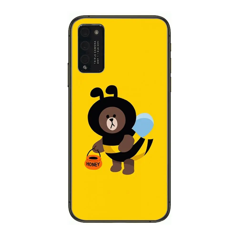 

Cute Cartoon Bunny Rabbit and Brown bear Clear Phone Case For Huawei Honor 10 20 30 9 X Pro Lite V 5G RU Black Etui Coque Hoesj