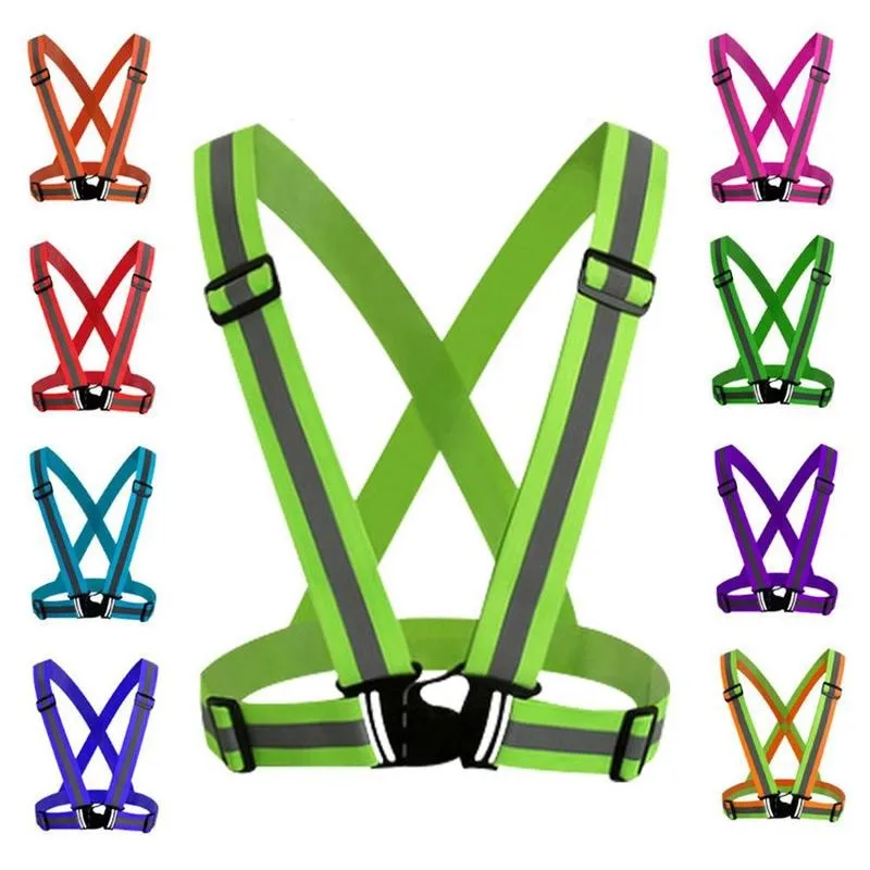 

1pcs Safety Adjustable Reflective Visibility Striped Vest Jacket Highlight For Men And Women Night Riding Outdoor Cycling Sports