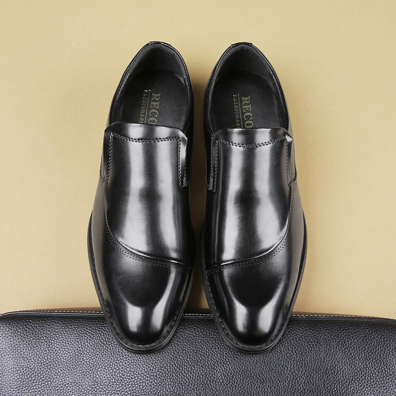 Туфли Misalwa мужские деловые Коровья спилок парадные туфли без застежки формальные