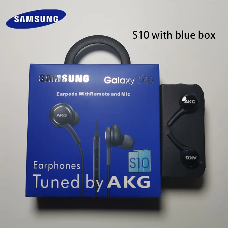 S10 with blue box Samsung AKG Наушники EO-IG955 3,5 мм наушники-вкладыши с микрофоном Проводная гарнитура для samsung Galaxy s10 S9 S8 S7 S6 S5 S4 HUAWE смартфон - Цвет: S10 with blue box