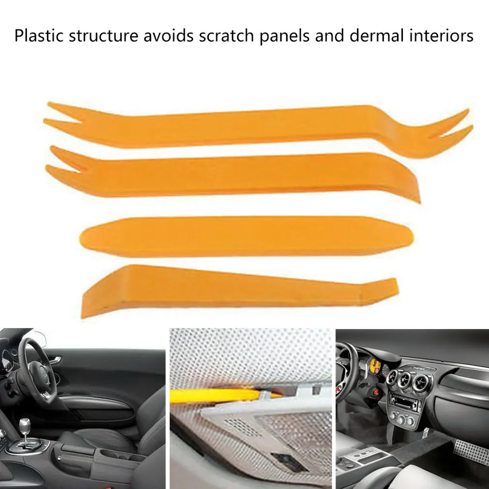 

4 Piece Car Door Plastic Trim Clip Panel Dash Remover Pry Tool Kit ABS Orange