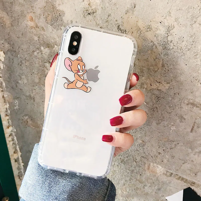 Cat and mouse cartoon phone case for iPhone11 X XS XR XSMax 8 7 6 6S PluS soft silicone couple drop protection cover |