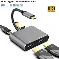 usb c to dual hdmi 4k 60hz usb type c with thunderbolt 3 usb3 0 to 2 hdmi converter adapter for macbook pro air xps thinkpad