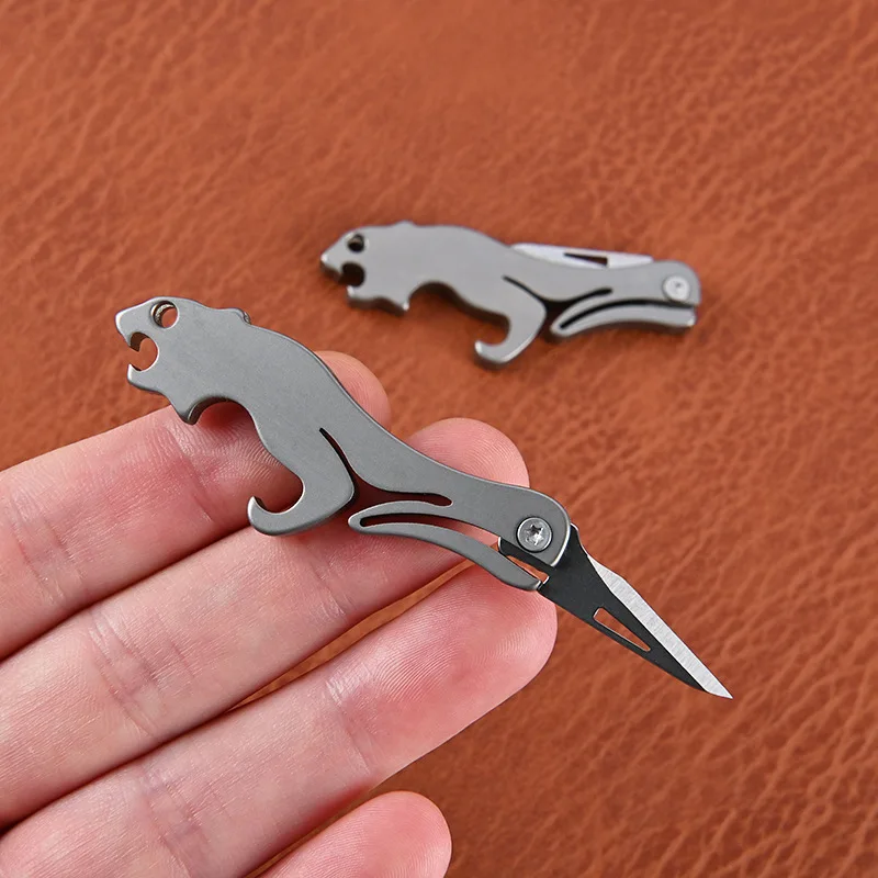 Леопардовый складной нож из чистого титанового сплава мини карманные складные