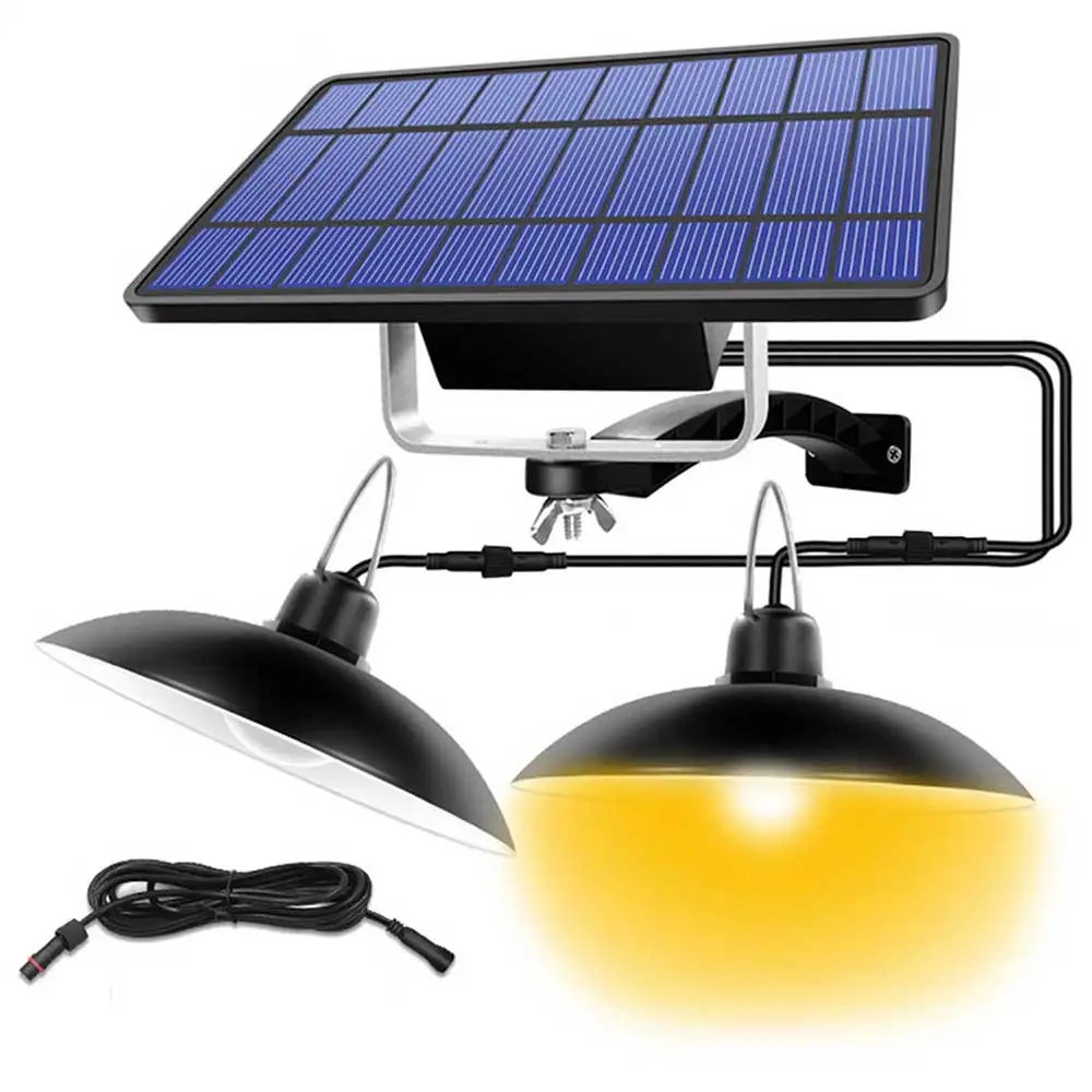 

2020 Double Head Solar Pendant Light Outdoor Indoor Solar Lamp With Line Warm White/White Lighting For Camping Home Garden Yard