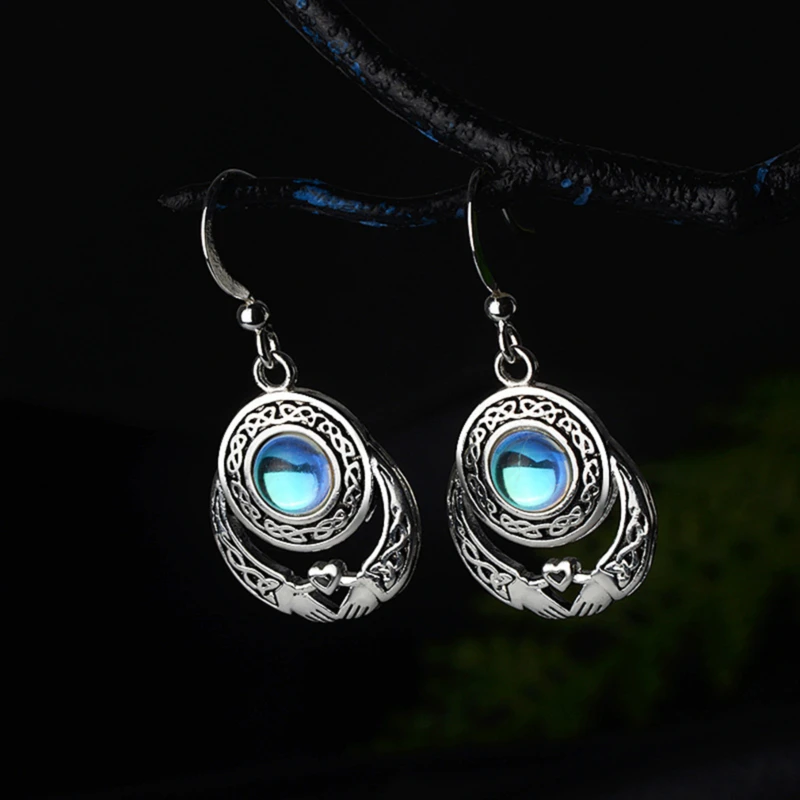 Fashion Moonstone Drop Earring For Women Vintage Punk Natural Gemstone Wedding Jewelry Garnet | Украшения и аксессуары