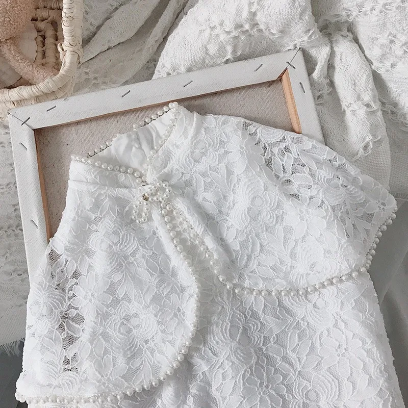 

2021 new Summer Chinese style cheongsam Summer Palace Retro Improved Cheongsam Gentle Girls Embroidered Dress Sweet Bow Shawl