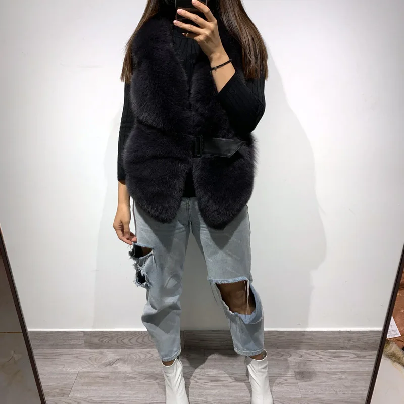 

women real gilet natural fox fur vest
