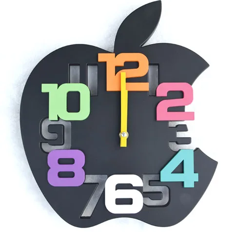 Креативные настенные часы Apple тихие Мультяшные для гостиной детской комнаты