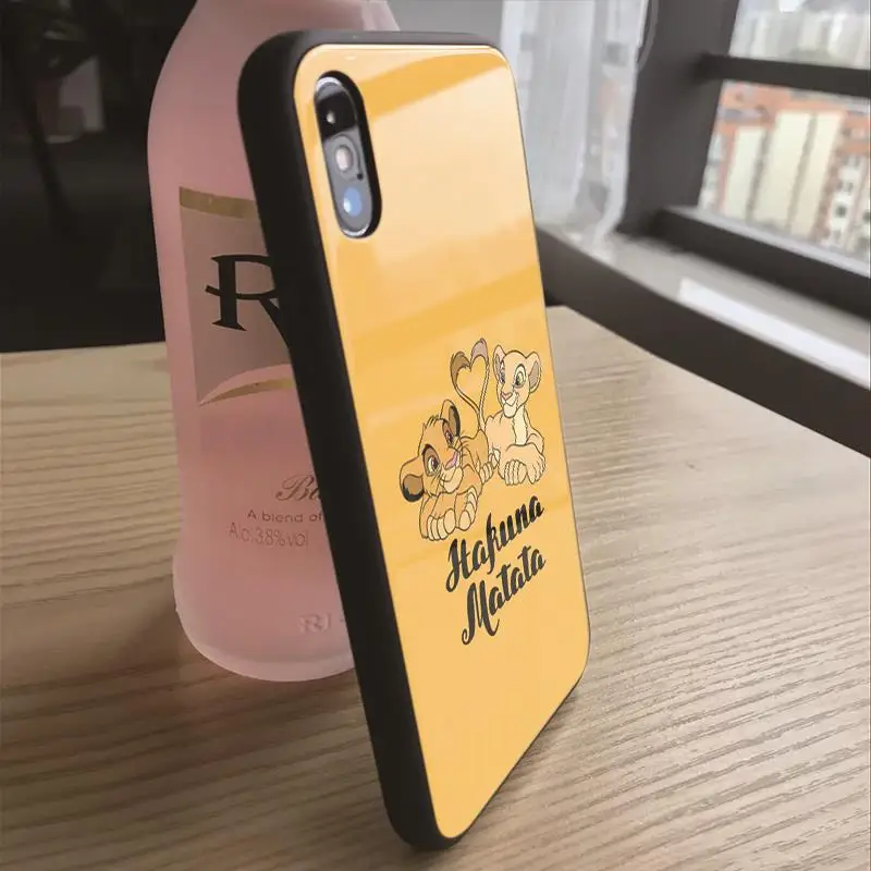 OUTMIX simba Король Лев чехол из закаленного стекла для телефона iPhone 7 8 6 6S Plus XS MAX XR 5 5S SE |