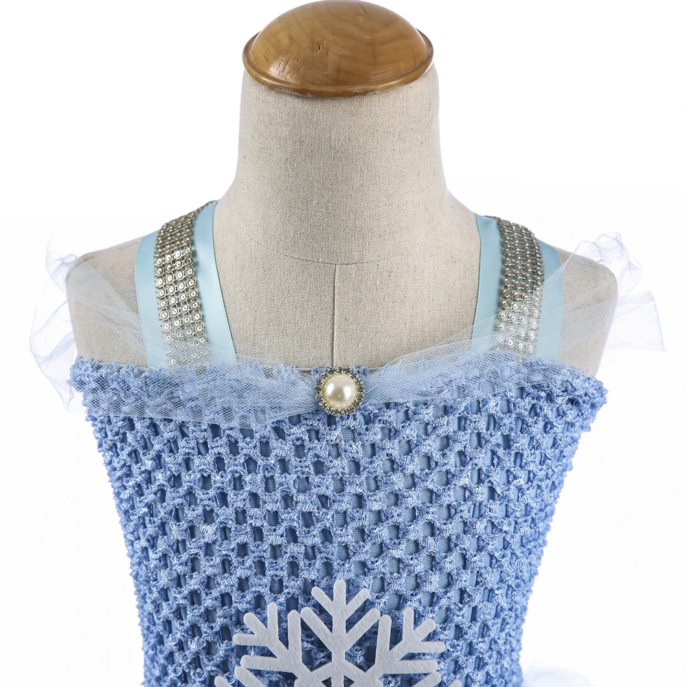 Светильник голубой снежинки Платье принцессы с юбкой-пачкой до колена Длина