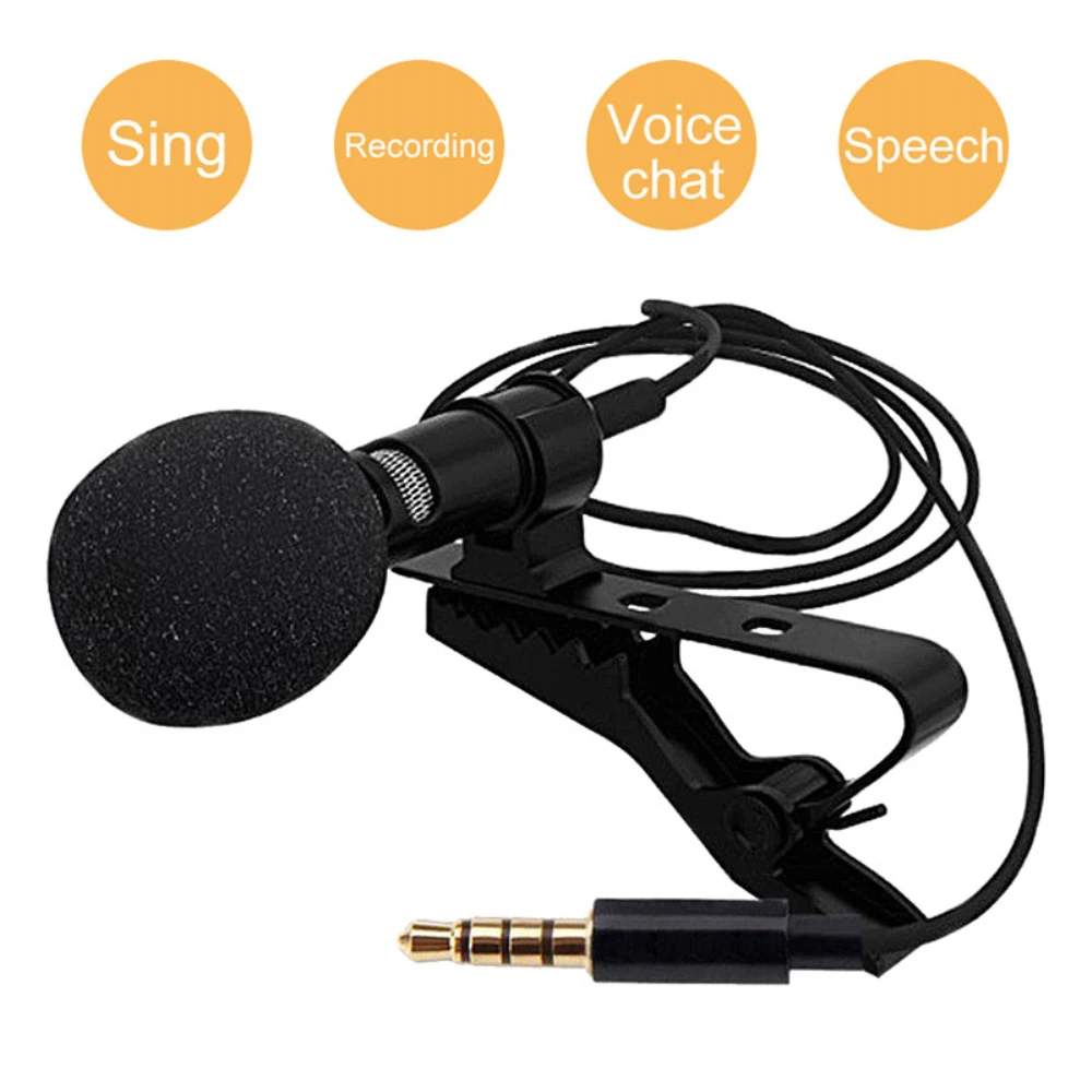 

3.5mm Mini Portable Metal Microphone Condenser Clip-on Lapel Lavalier Mic Wired Mikrofo/Microfon for Phone for Laptop Dropship