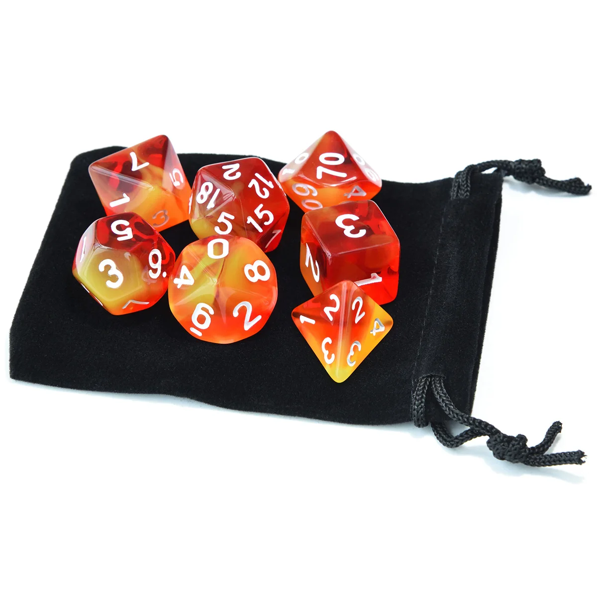 Набор прозрачных игральных костей двух цветов для DnD ролевой игры MTG с чёрный