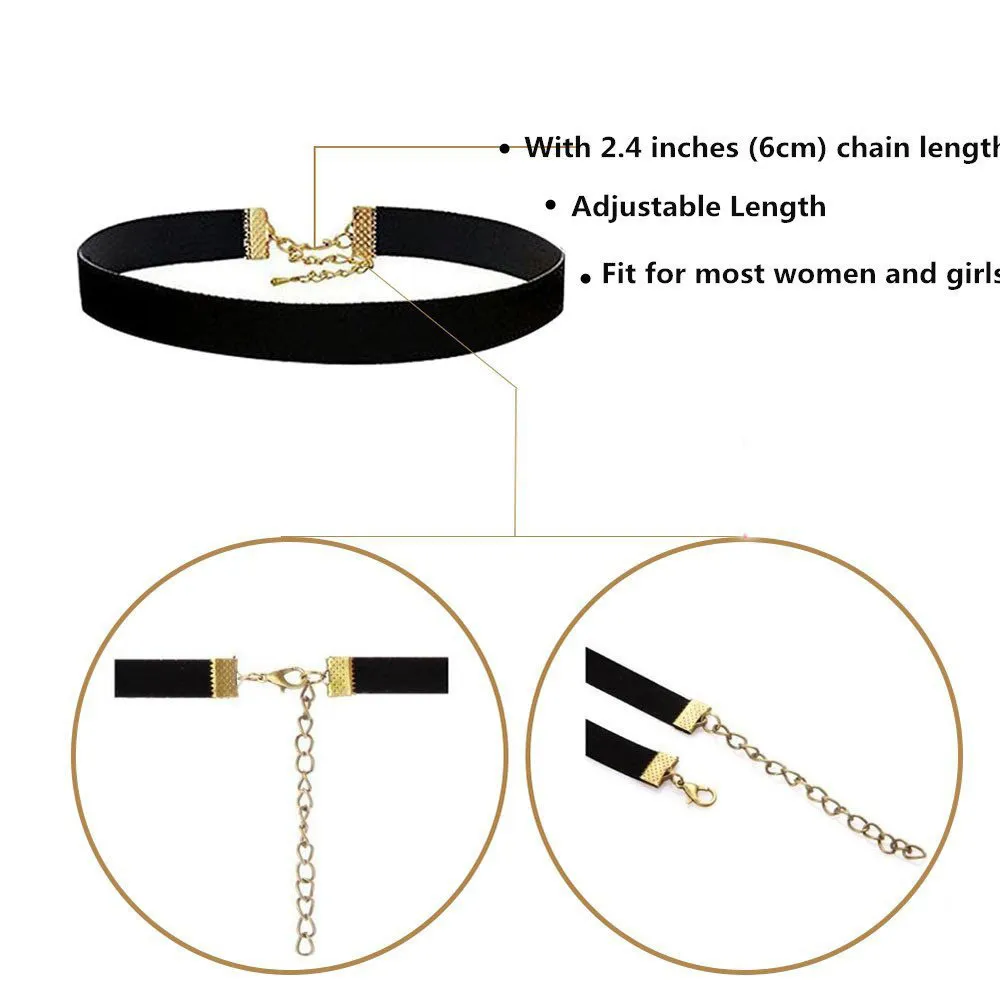 

22pcs Vintage Stretch Choker Necklace Lady Girl Tattoo Choker Necklace Punk Retro Gothic Elastic Necklaces For Women Lace Choker