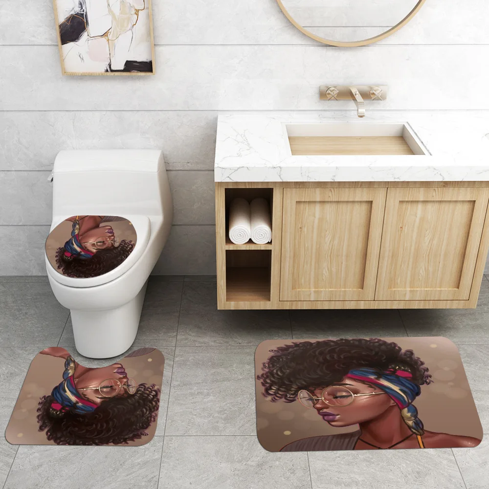 Африканские американские женские тканевые занавески для ванной и душа с очками