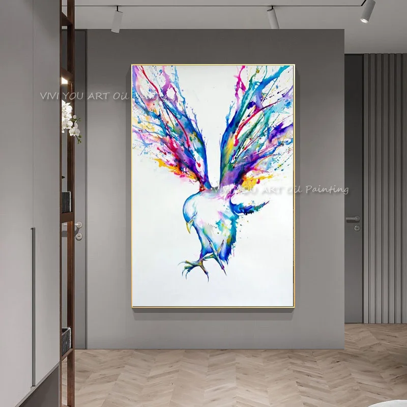 Abstract Wall Art Handpainted Oil Painting Beautiful Flying Birds Paintings on Canvas Modern Best Gift Pictures Home Decor | Дом и сад