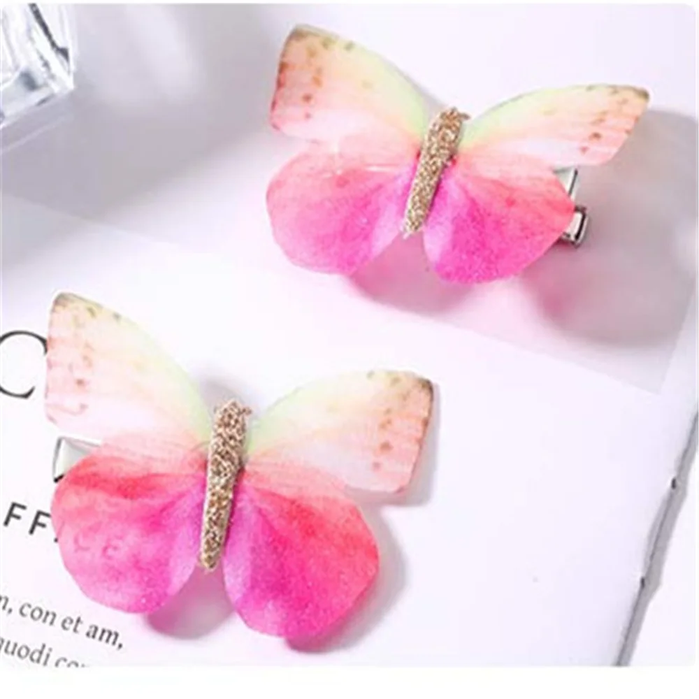 2 шт./упак. для девочек красивые красочные симуляция бабочки заколки волос