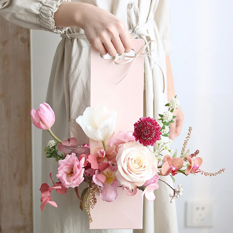 Свежий цветок Перевозчик Бумага Цветочная композиция корзина Портативный цветы