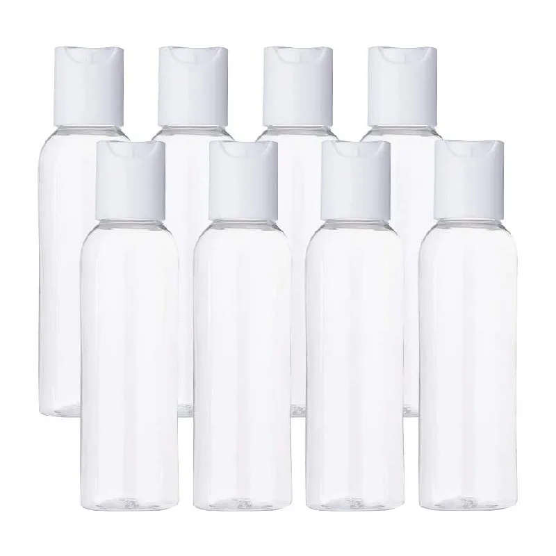 

10 шт./упак., 100 мл, косметическая бутылка большой емкости, прозрачный пустой контейнер для шампуня и лосьона с белыми крышками