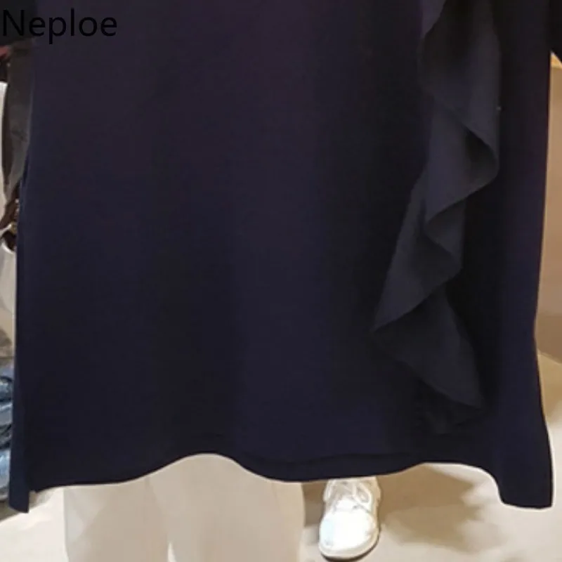 Женские Лоскутные Топы Neploe Свободные корейские однотонные хлопковые футболки с