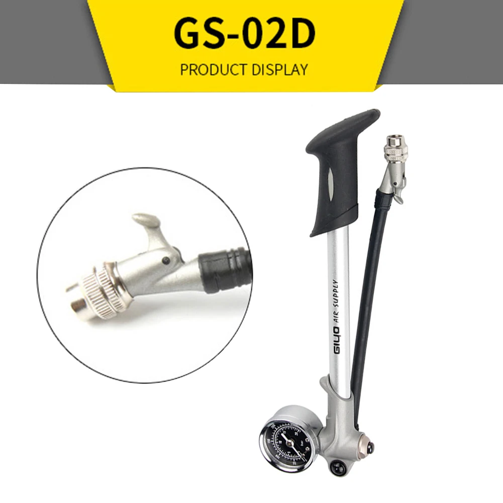 

GIYO Bicycle Fork Pump Bike Rear Suspension Inflator 300psi High-pressure with Lever & Gauge Foldable Bike Air Shock Pump GS-02D