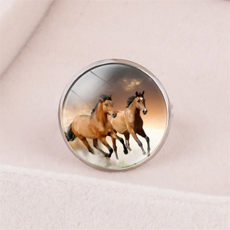 FIMAODZ стеклянное кольцо с изображением лошади принтом в виде головы Изысканные