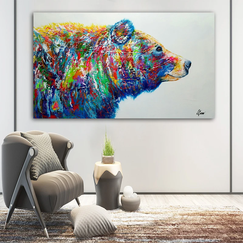 Красочный медведь животные холст живопись плакаты и принты настенные картины